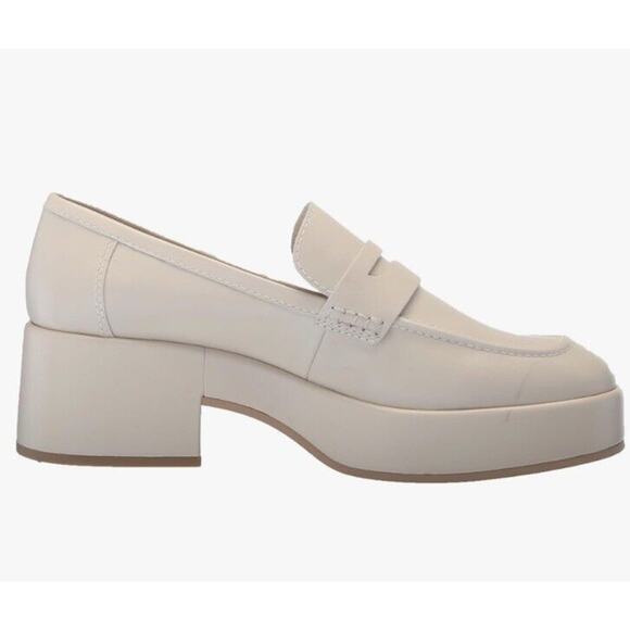 Dolce Vita Yanni Leather Loafers Womens 10 Ivory Platform New - Picture 1 of 9